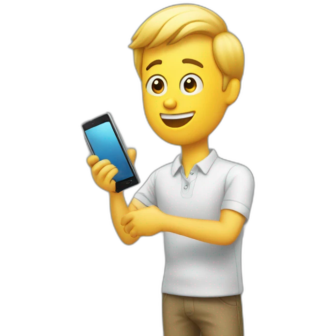 person watching cell phone happy emoji