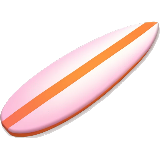 baby pink and orange surfboard by itself , no shadow with orange line down the middle emoji