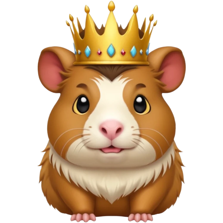 guinea pig demon king, regal and mischievous, with a tiny crown and small horns, emoji style emoji
