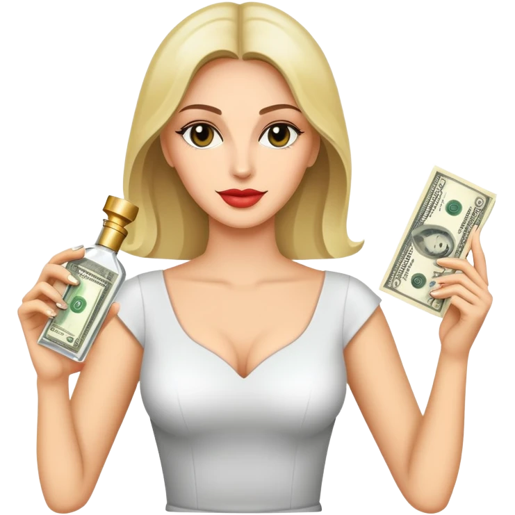 Dollars , perfume and a woman emoji