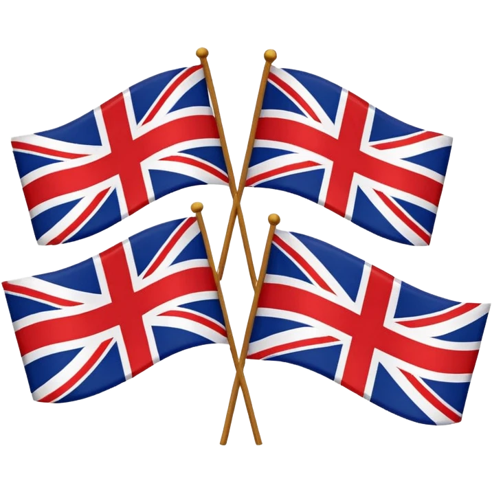 American and British flags together, waving in the wind, bold colors, iconic design emoji