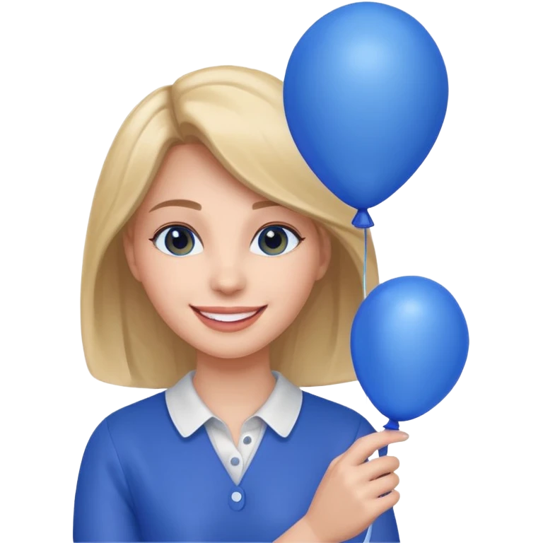 Woman with blue balloon emoji