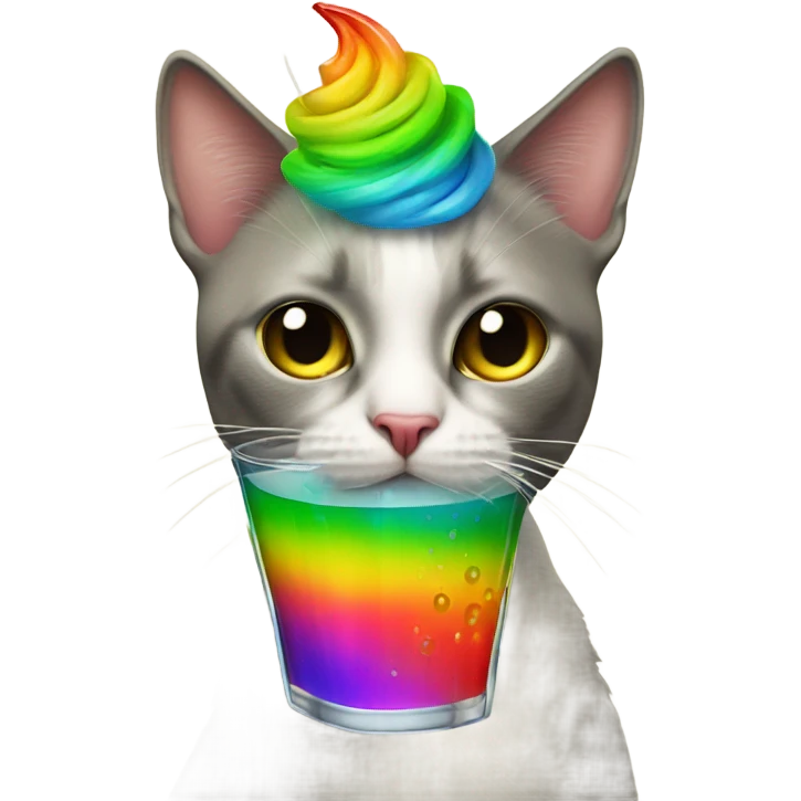 cat with a rainbow mohawk cocktail bartending emoji