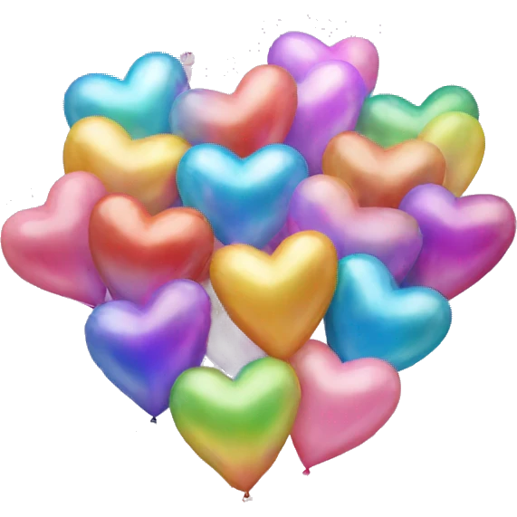 Iridescent heart balloons  emoji