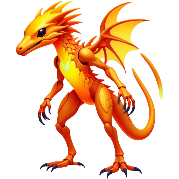 Exotic futuristic lush warm-colored neon Fakémon-creature (full body) emoji