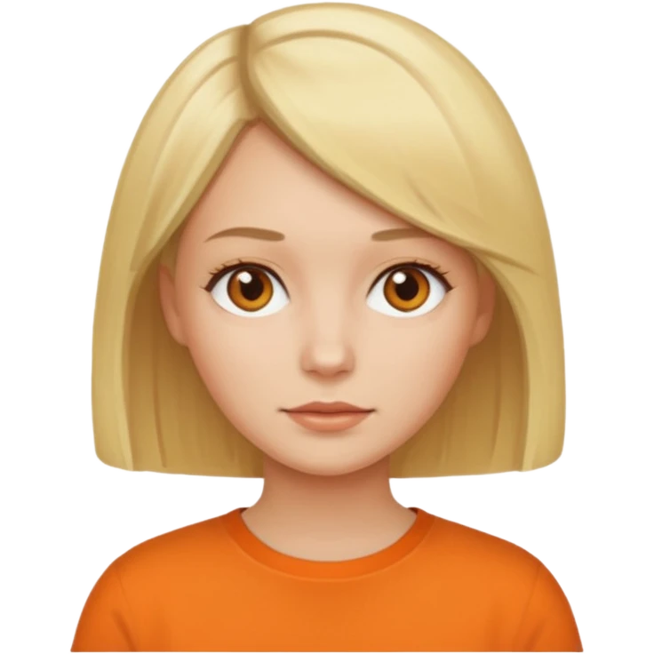 Women with blond hair bob and orange shirt emoji