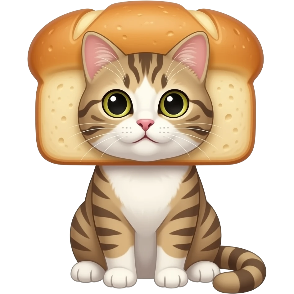 Kafasına ekmek geçirmiş kedi emoji