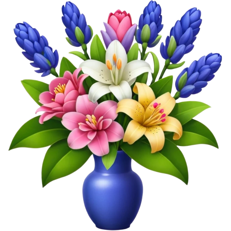 Lilies, hyacinths and camellias in a flower bouquet emoji