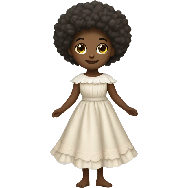 African girl. Afro. Wearing a cottagecore dress.  emoji
