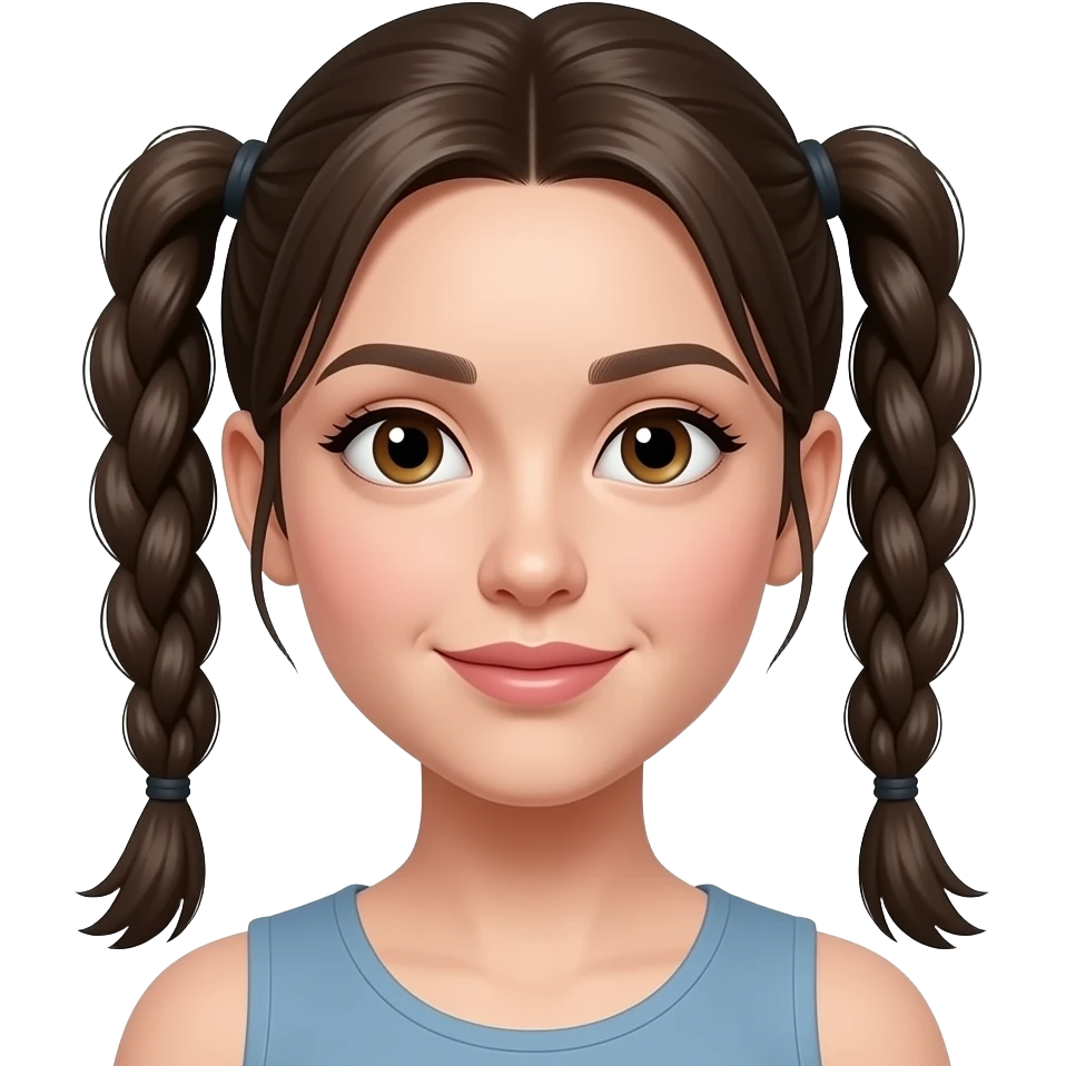 brunette white woman with pigtail braids emoji