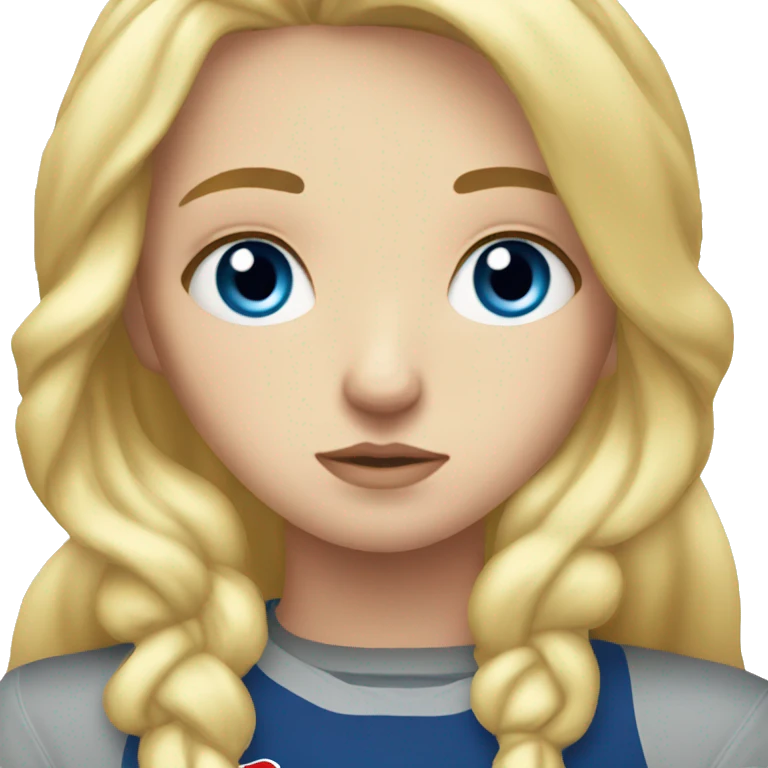 Sad blonde white girl with blue eyes holding a redbull emoji