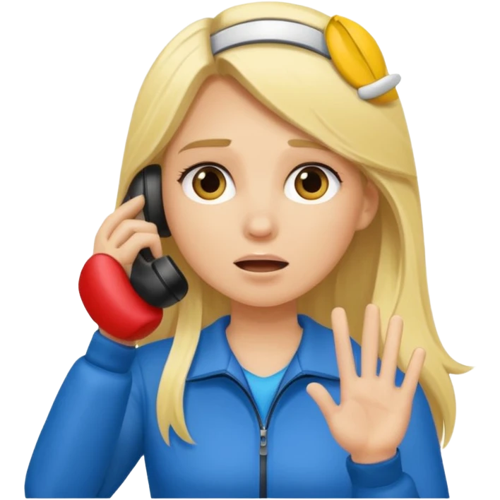 blonde cartoon girl long hair sports coach calling for a time out emoji
