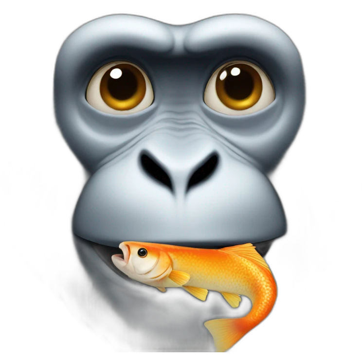 monkey eating a fish with ice spice emoji