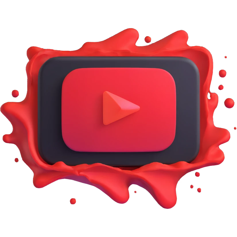red YouTube play button logo with motion blur emoji