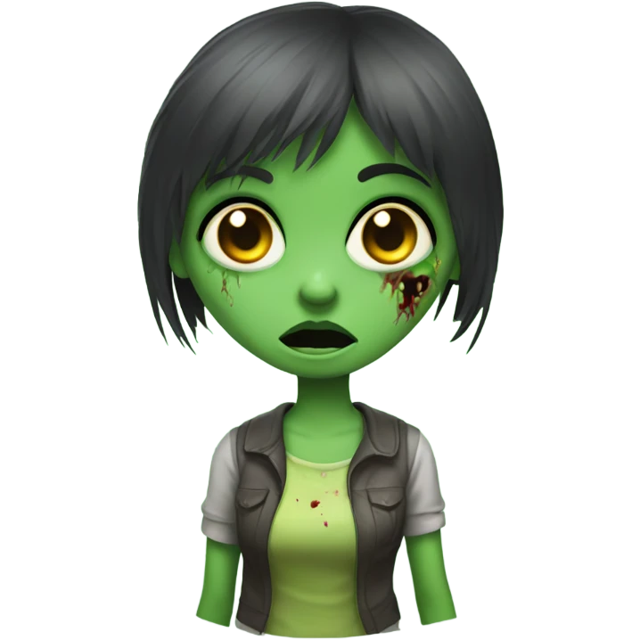 Brunette zombie girl in horror zombie green with bangs  emoji