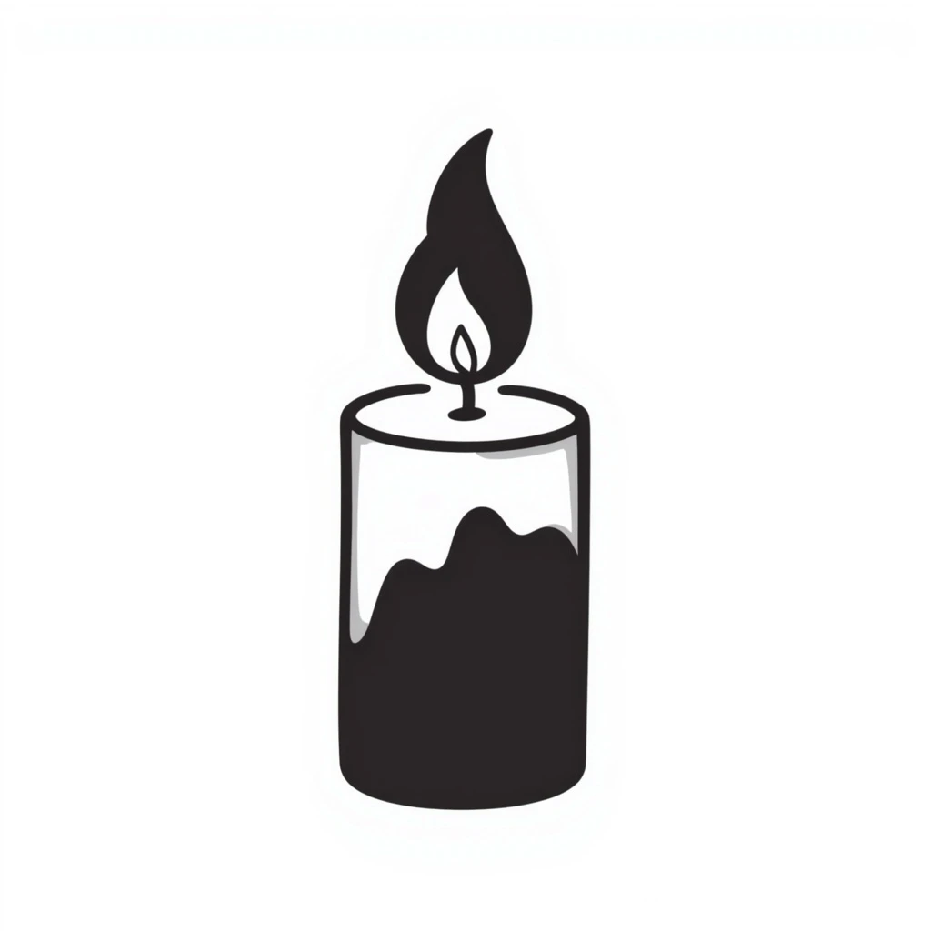 A simple candle in the style of a hand-drawn doodle emoji