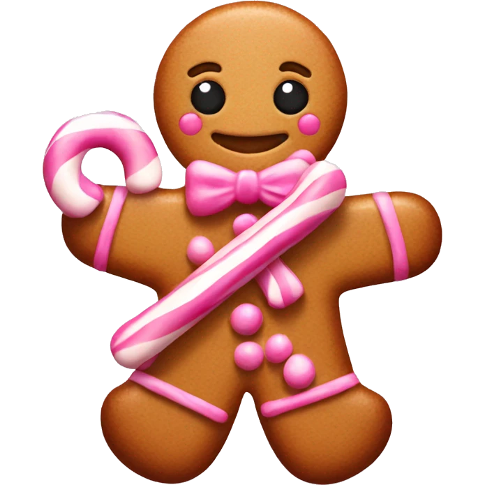 Pink Gingerbread women with candy cane emoji