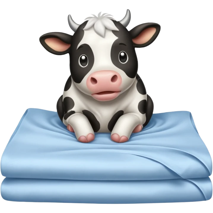 cartoon cow pressing bedsheets emoji