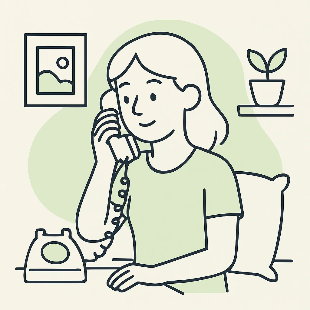girl talking on telephone in her room emoji
