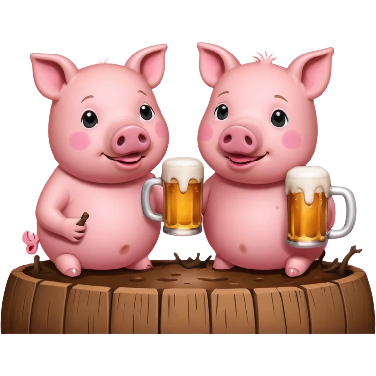 Pigs drinking beer emoji