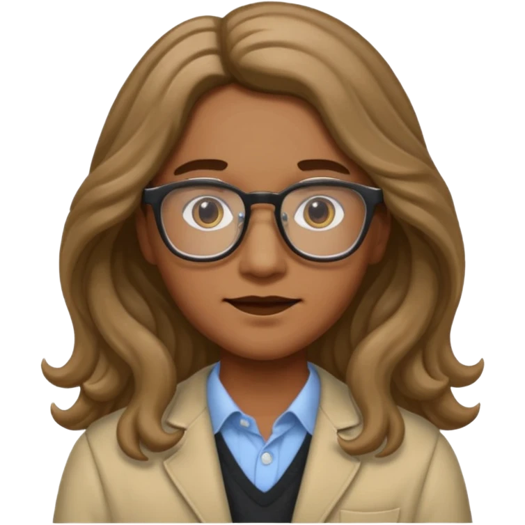 make with long wavy hair and glasses emoji