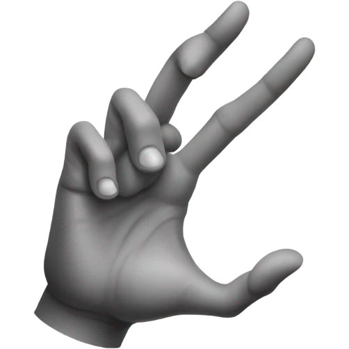 pointer and ring finger up, thumb in front of palm  between them emoji