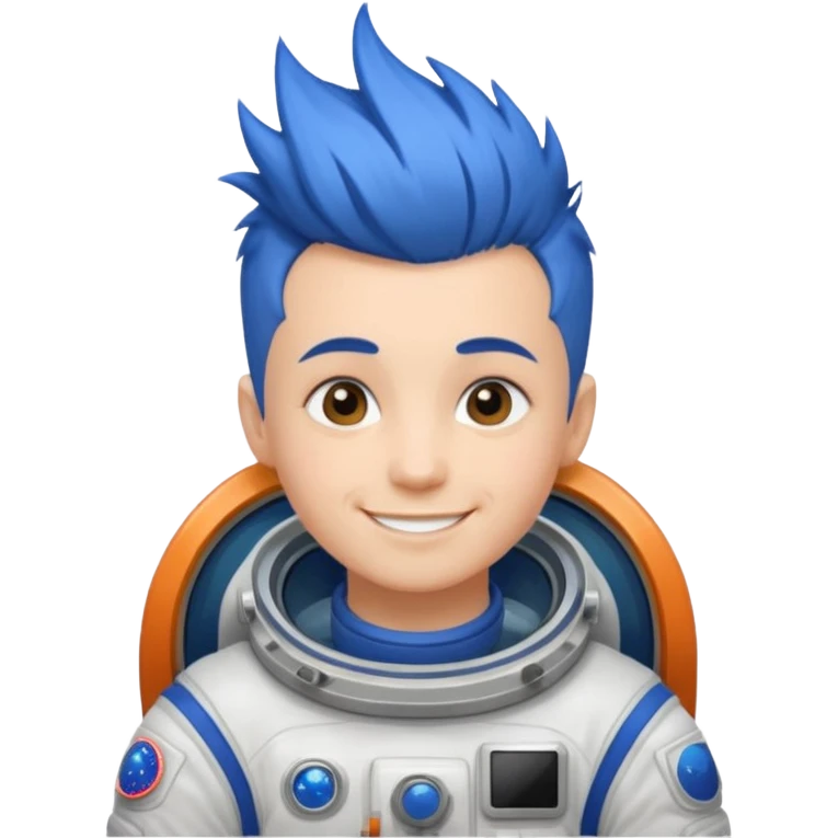 astronaut with short blue mohawk hair non helmet emoji
