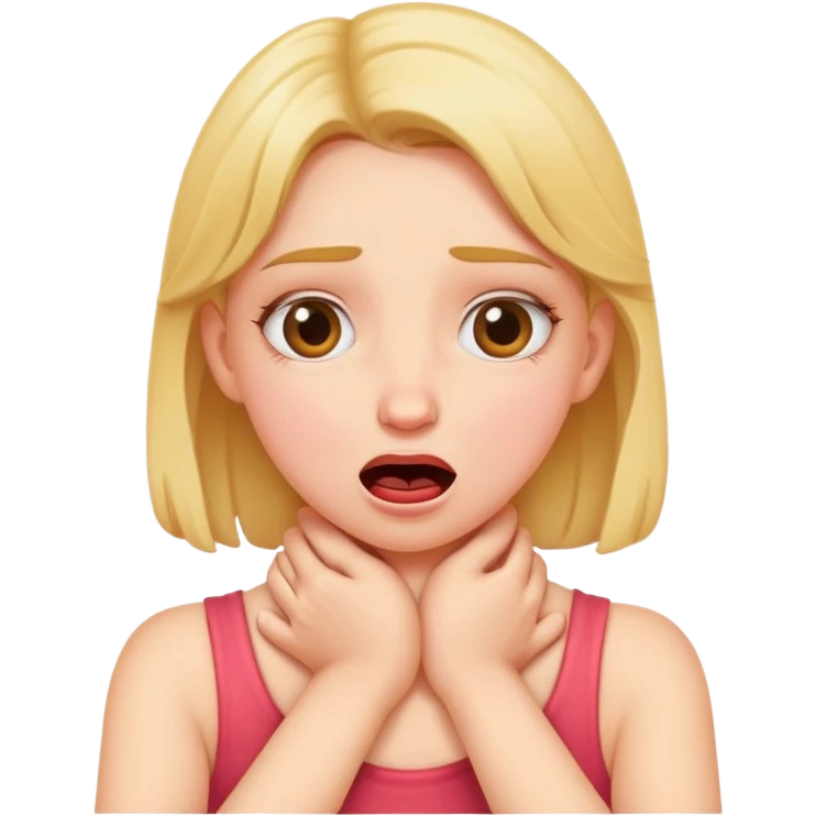 funny girl choking herself with hands around neck emoji
