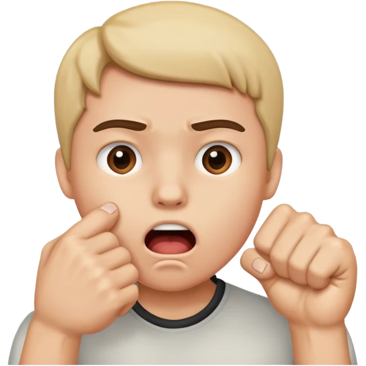 A person that is shocked/ suprised and has their hand in a fist over their mouth emoji