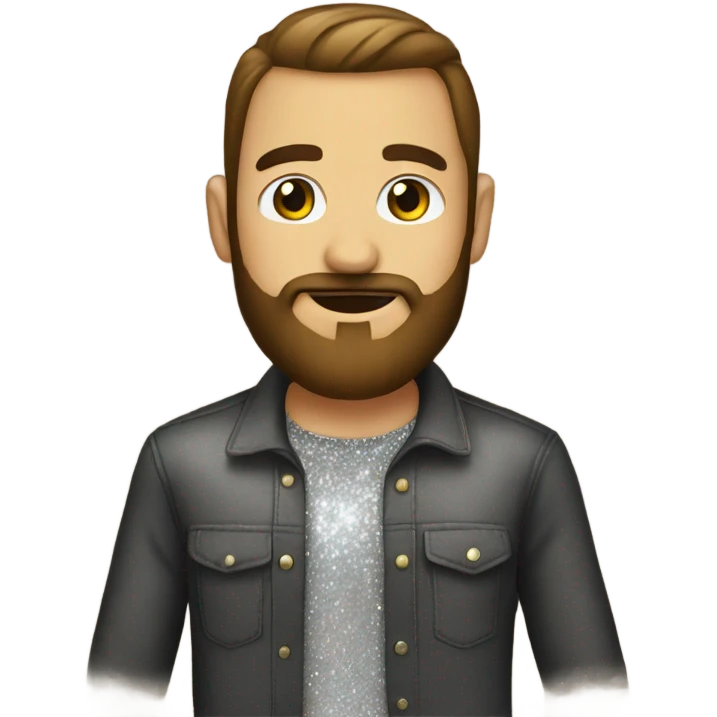 Friend with beard wearing a sparkly shirt emoji