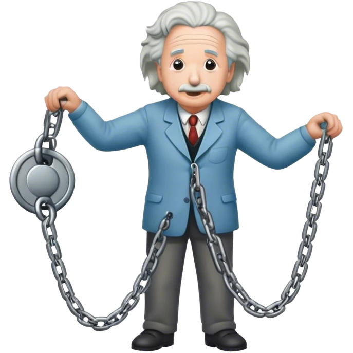 Albert einstein pulling on a chain emoji