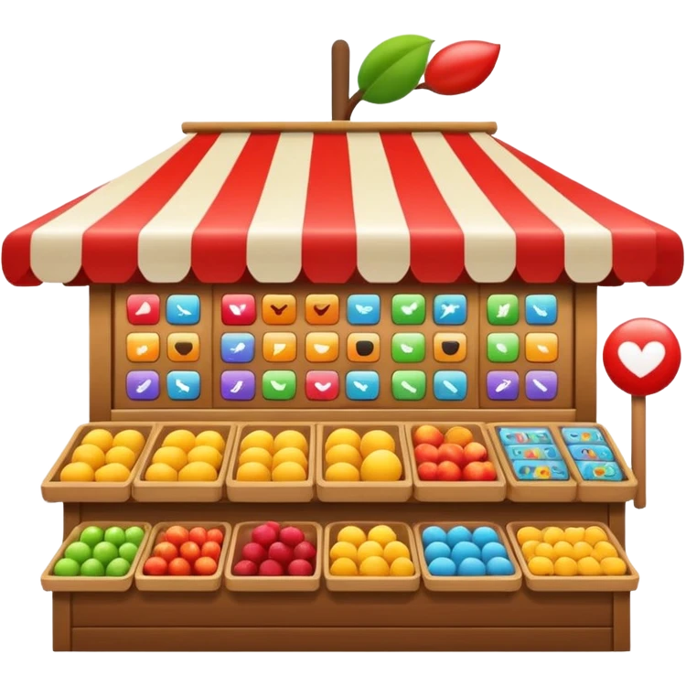 market stand with video editing icons, creative and lively, apple style emoji emoji