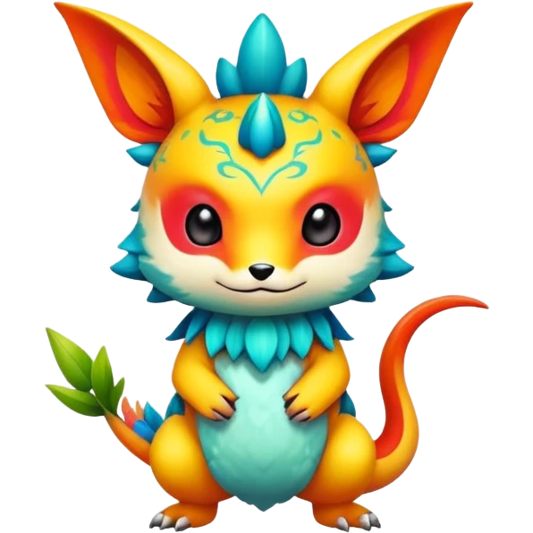 Exotic colorful chibi Fakémon-creature emoji