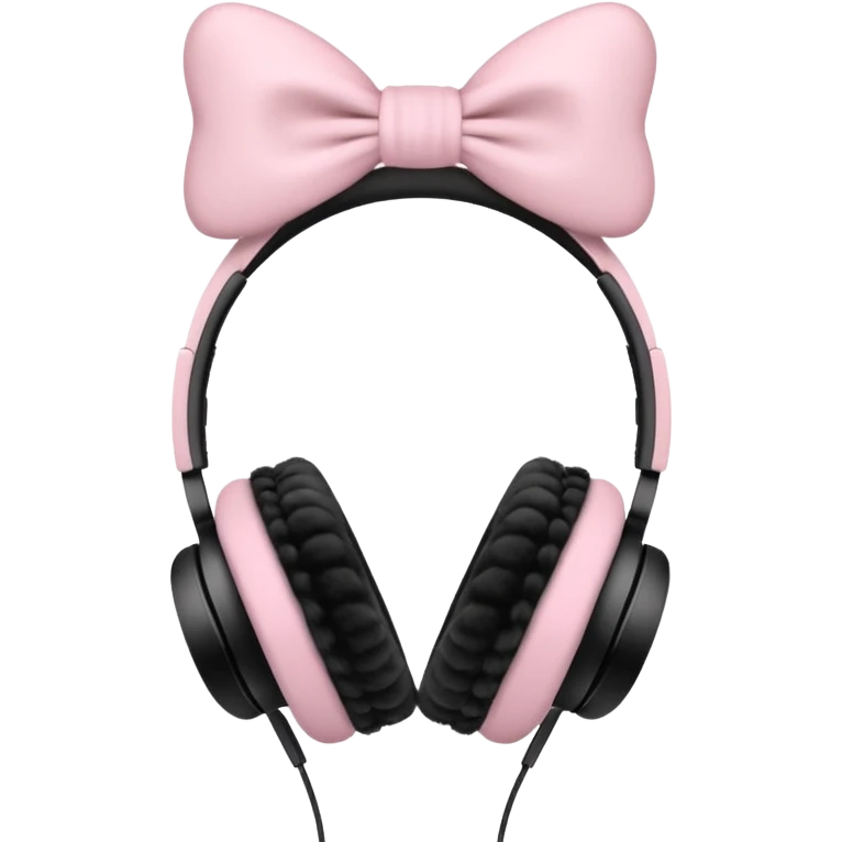 white headphones with pink bows emoji
