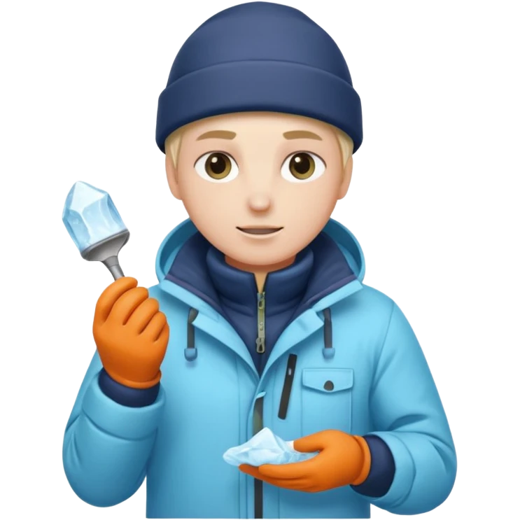 Sculptor polishing with cloth,Ice Sculptors. emoji