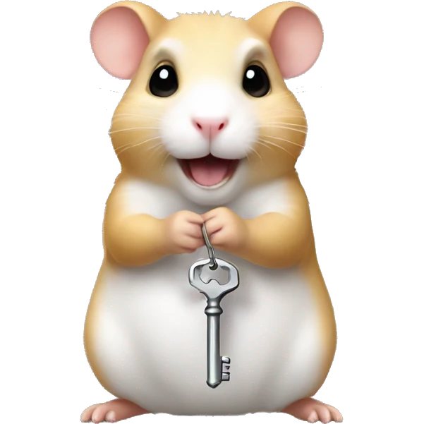 hamster holding a key in his teth emoji