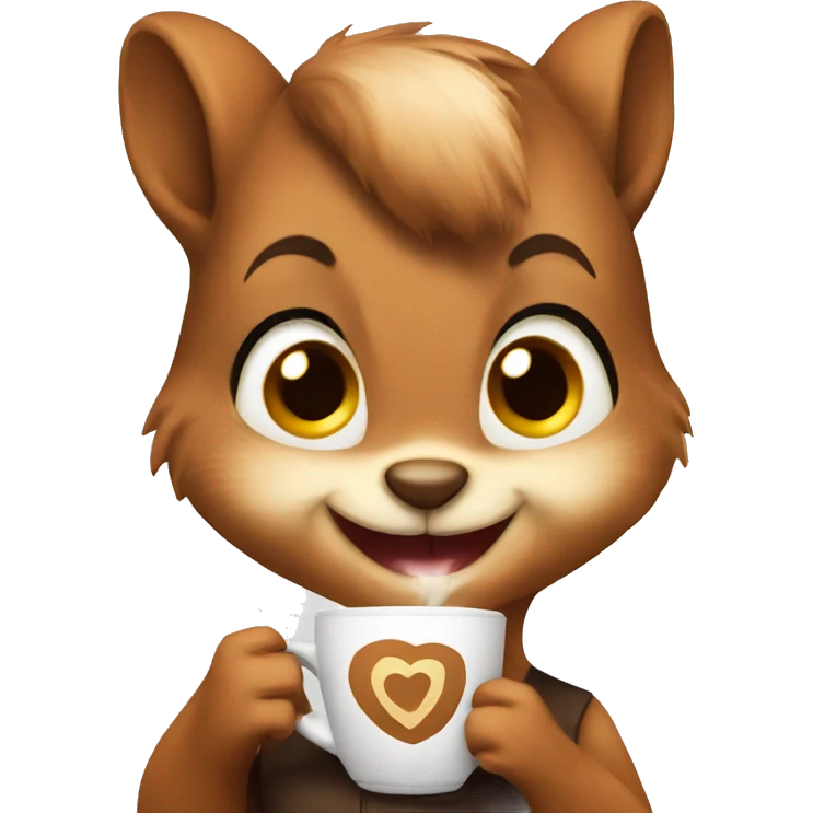 female squirrel drinking coffee emoji