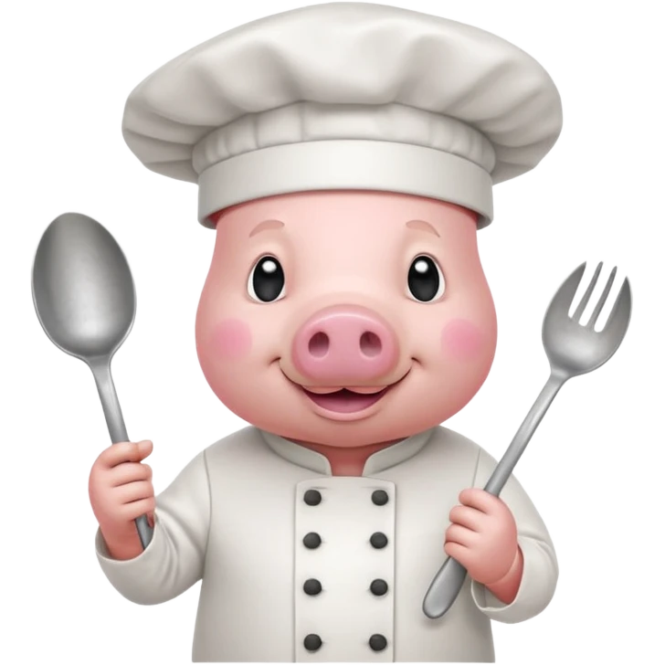 Chef Pig – pig wearing white chef hat holding spoon emoji