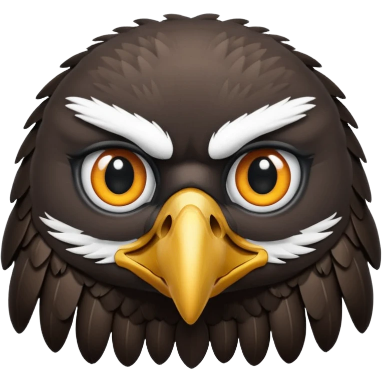 simple eagle emoji DOT eyes, only pupils, solid black , no iris, no Sclera emoji