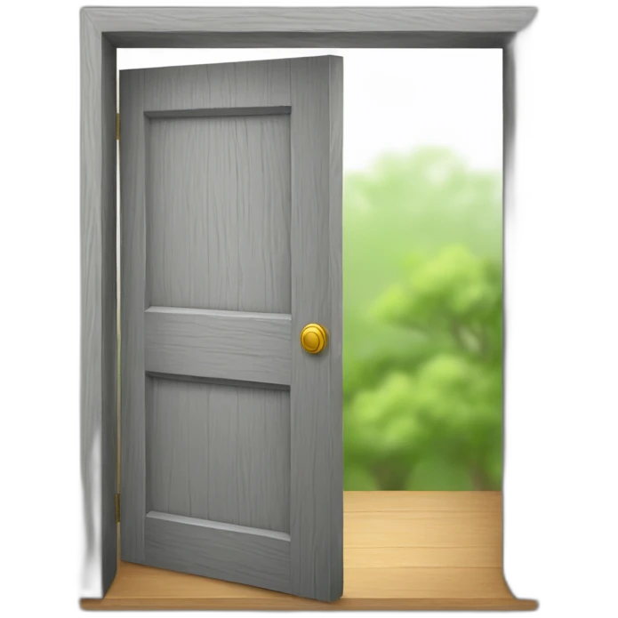 One gray wood open door perspective emoji