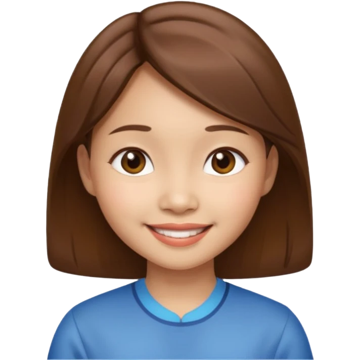 tiny Vietnamese woman with brown hair, smiling emoji