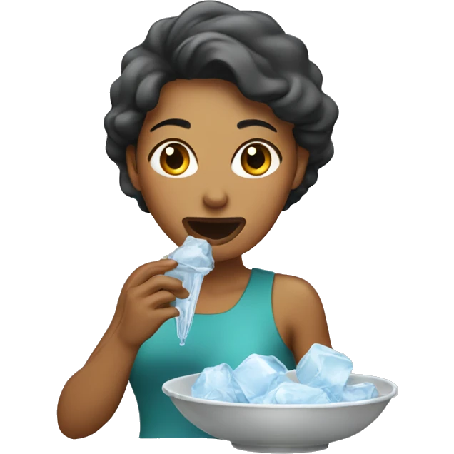 Woman eating ice emoji