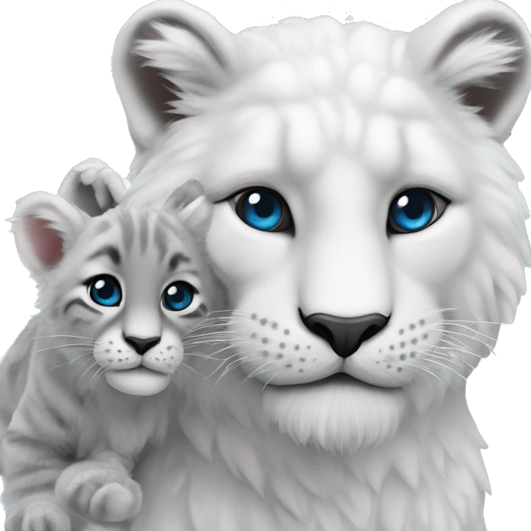 Panthère des neiges bébé avec une lolette emoji