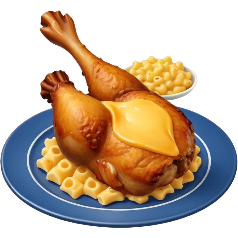 baked chicken leg with mac and cheese on the side emoji