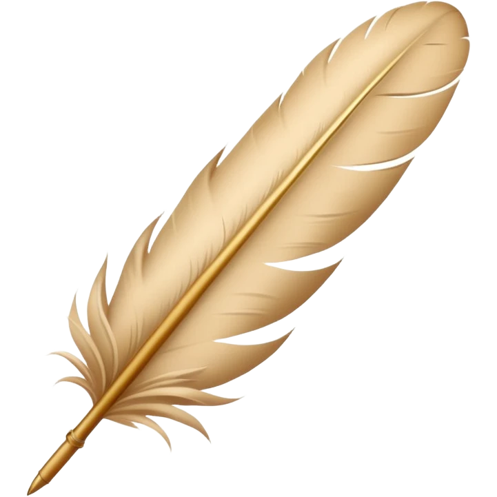 The hand writes with a beige feather emoji