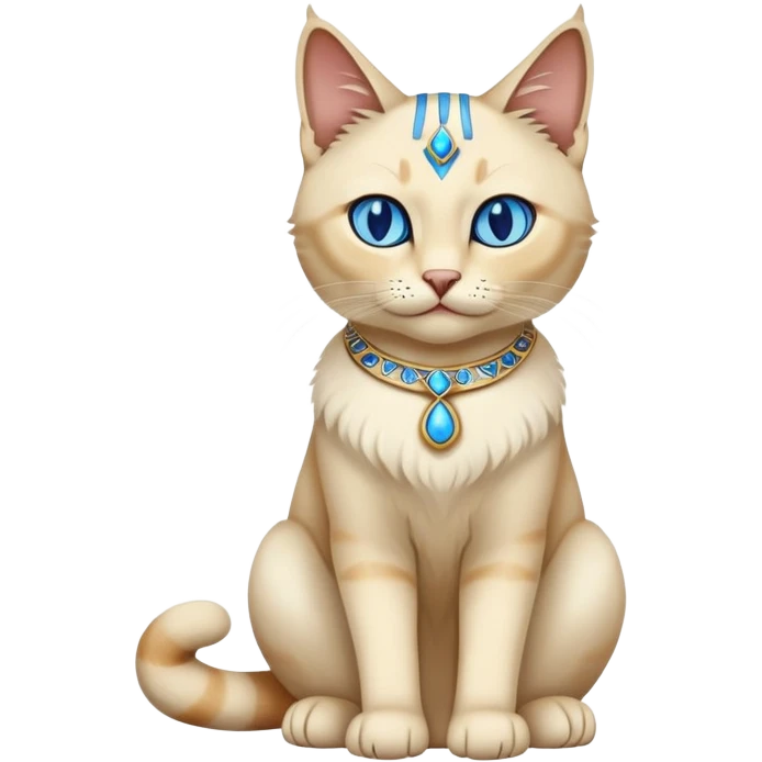 Egyptian cat full body sitting with blue eyes emoji
