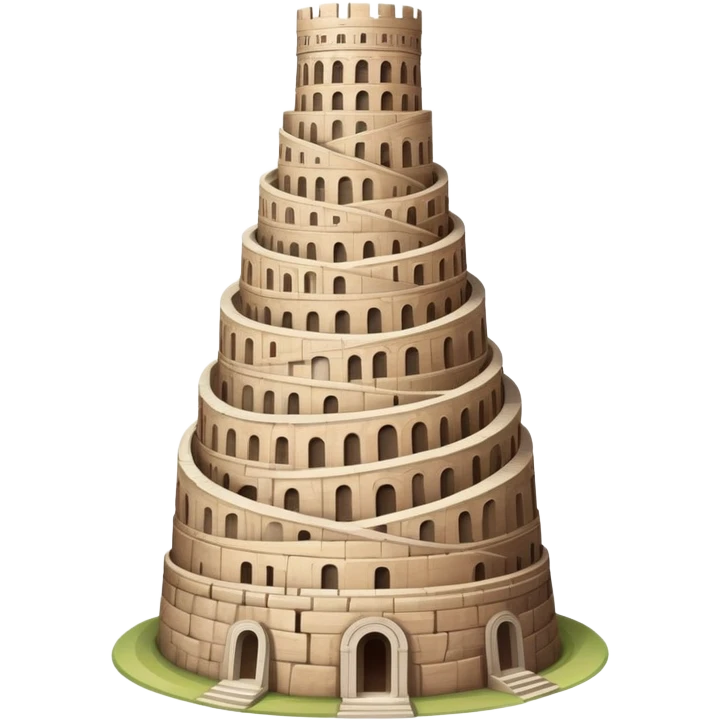 Tower of Babel, spiraling ancient tower reaching to the sky emoji