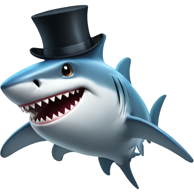 Shark with a top hat emoji