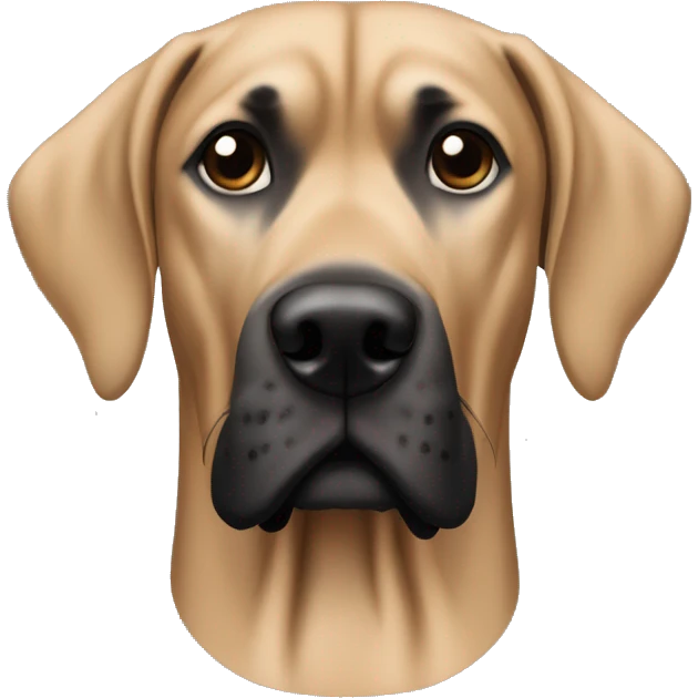 Tan brownish great dane with black mouth and black ears emoji
