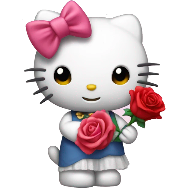 Hello kitty holding rose emoji